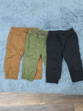 jumping beans Kids Jogger Pants Trio - Black, Olive, Brown